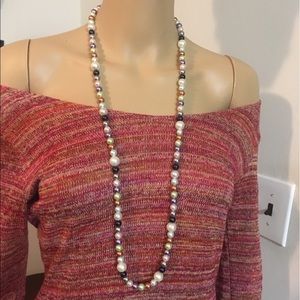 Oriental Simulated Multicolor Round Pearl Strand